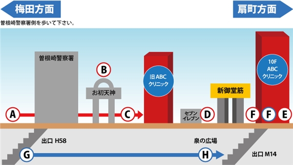 ABCクリニック梅田医院の地図、電話番号、アクセス、評判